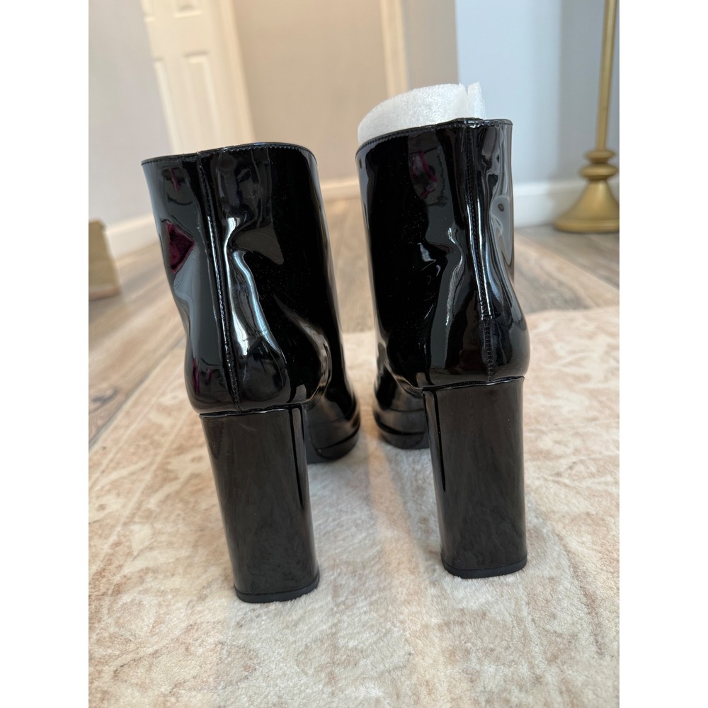 Stuart Weitzman Looksharp Black Patent Leather Block Heel Ankle Boots 6M - Picture 3 of 9